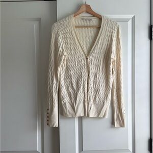 Zara Cream Cable Knit Cardigan Sweater